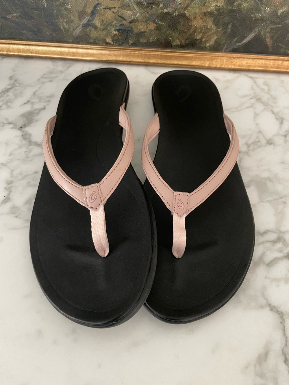 Olukai Ho Opio Sandals Light Pink Leather Size 11 Womens Comfort Supportive - Picture 1 of 6